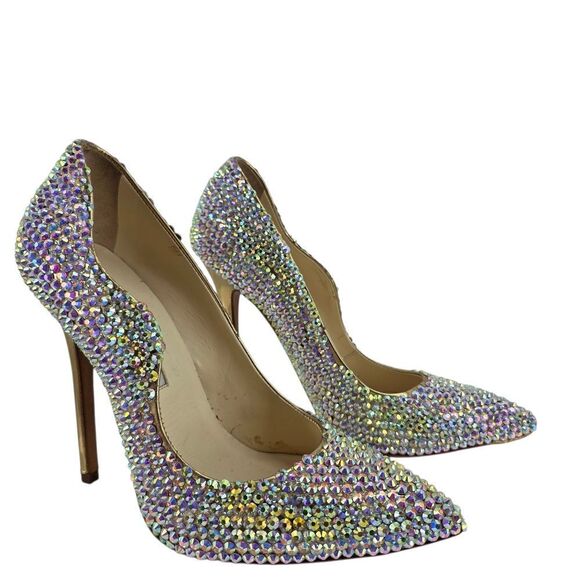 Brian Atwood Silver Crystal Embellished Heels - Picture 8 of 8